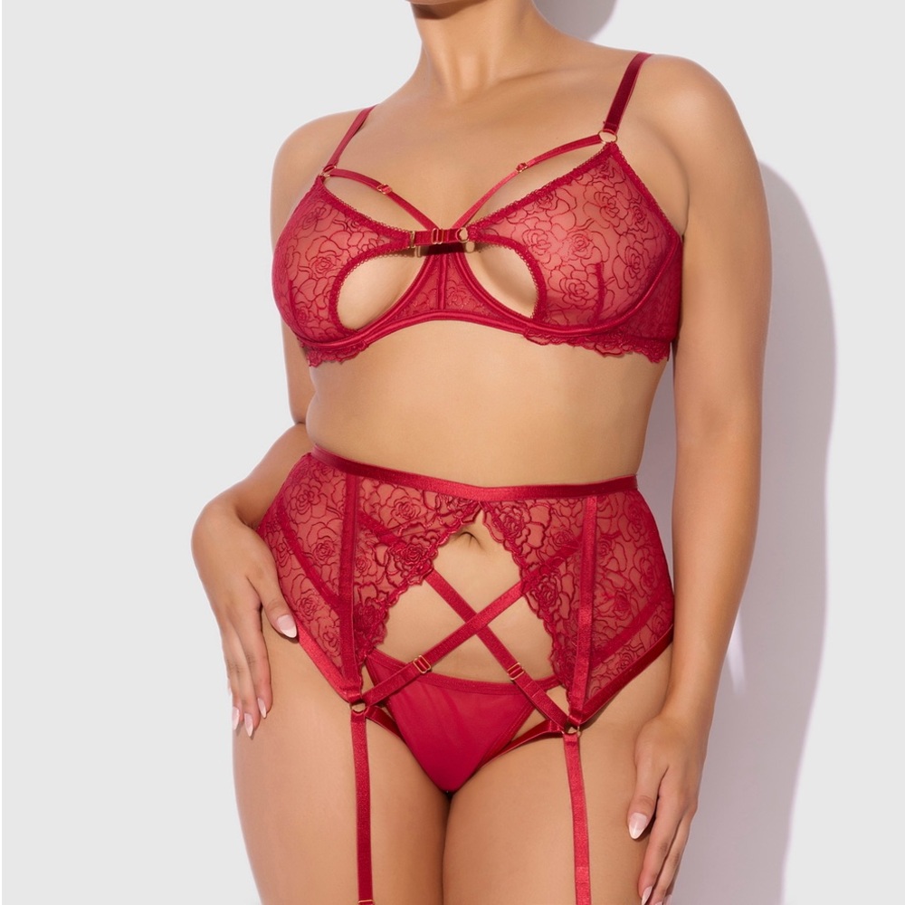 Elegant Red Lace Lingerie Set